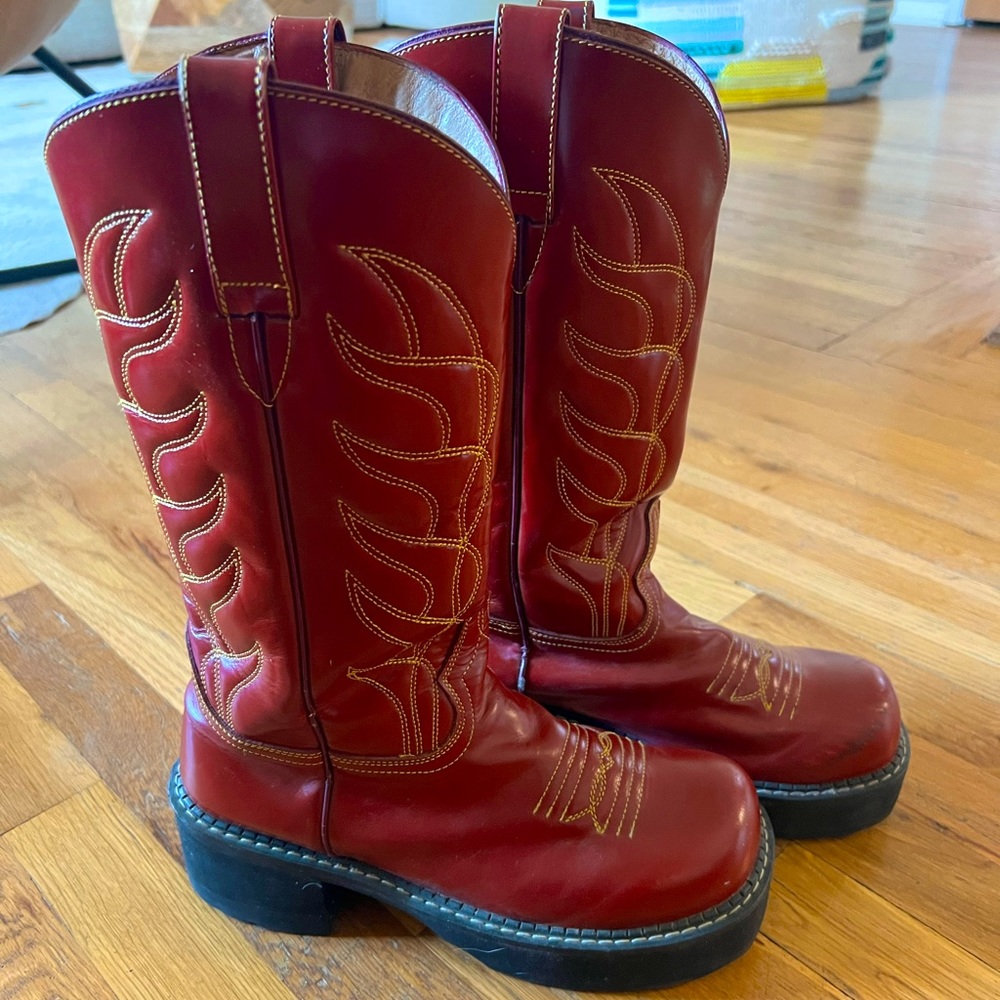 John Fluevog vintage red cowboy boots